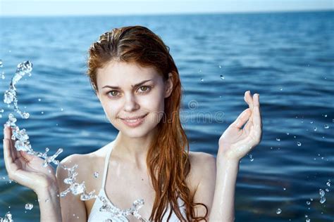 Beautiful Young Woman Is Resting On The Sea Ocean Summer Sun Beach Stock Image Image Of