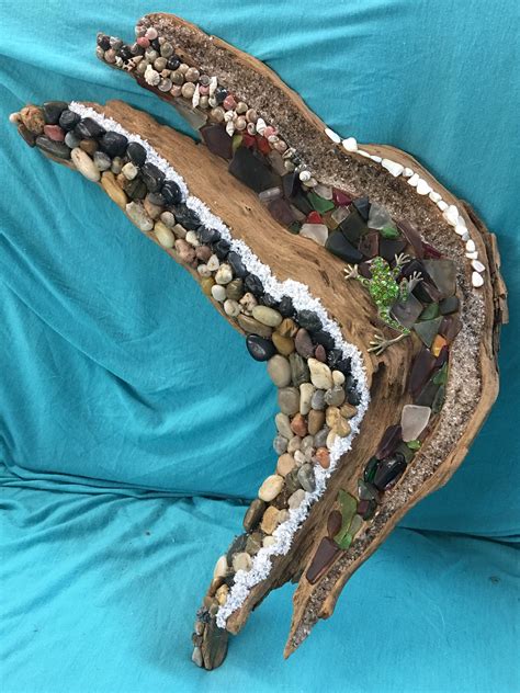 Driftwood And Glass And Rocks Driftwood Art Driftwood Decor