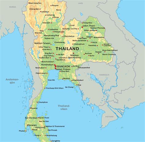 Traumstrände, ein aufregendes nachtleben und kulturelle höhepunkte. Karta Thailand: se de största städerna i Thailand på kartan