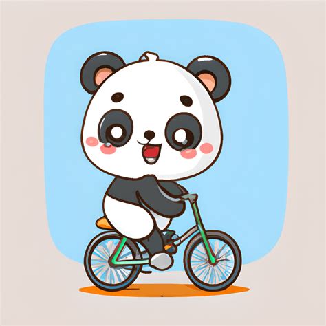 Panda Riding A Bicycle Kawaii Chibi Graphic · Creative Fabrica