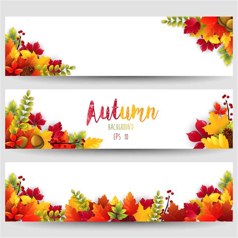 Colorful Autumn Leaves Bannersvector 6574538 Vector Art At Vecteezy