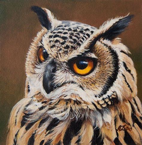 Owl Oil Painting By Norma Beatriz Zaro Owl Canvas Art Abstract Owl