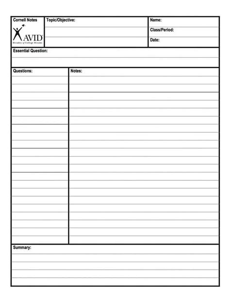 A Guide To Implementing The Cornell Note Template System In Your Classroom
