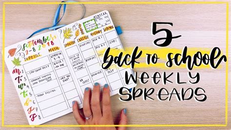 5 Back To School Weekly Spreads High School And College Bullet