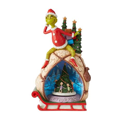 Jim Shore Heartwood Creek 6009699 Grinch With Lighted Rotatable Scene