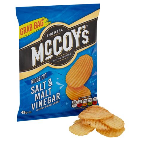 Mccoys Ridge Cut Salt And Malt Vinegar Flavour Potato Crisps 45g Bb