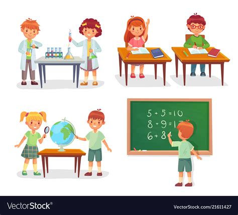 Kids On School Lesson Primary Schools Pupils Vector Image