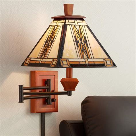 5% coupon applied at checkout. Walnut Mission Collection Plug-In Swing Arm Wall Lamp - #91974 | Lamps Plus
