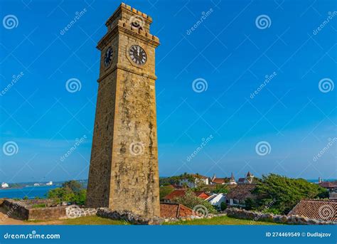 Galle Fort Clock Tower Looking Over Military Bastions Sri Lanka Stock