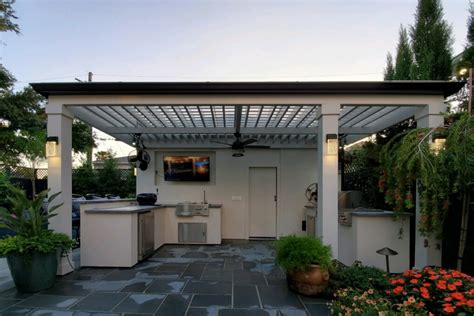 Lighting a pergola can also be done with fire pits that burn wooden logs, oil or use a propane tank. modern pergola with gutters & sconce lighting » Exterior ...