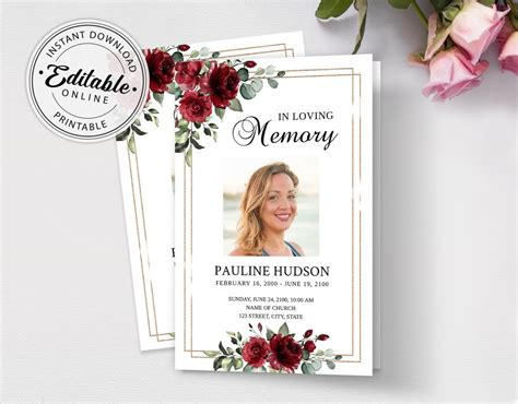 In Loving Memory Template Free Online Addictionary