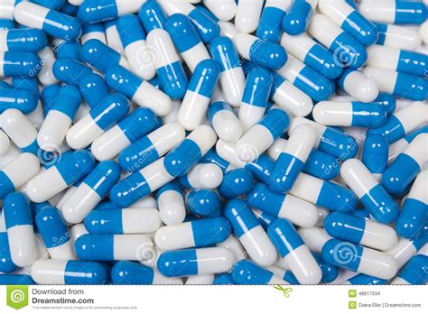 Close Up Of Blue And White Capsules Background Stock Photo Image Of