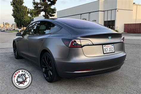 Unveil Elegance Tesla Model 3 Transformed With 3m Satin Dark Gray Car