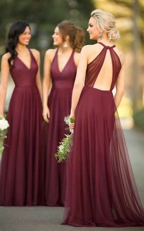 pin by emilia on wedding bridesmaid dresses burgundy bridesmaid dresses elegant bridesmaid