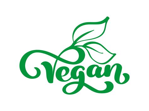 Vegan Vector Illustration Logo Food Design Handwritten Lettering For