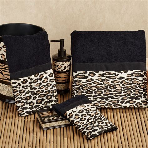 Due to the cut of the fabric each set may vary. Gazelle Bath Towels Black Bath Hand Wash | Animal print ...