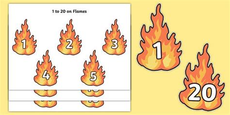 Numbers 0 To 20 On Flames Stem Activities Kindergarten Firefighter