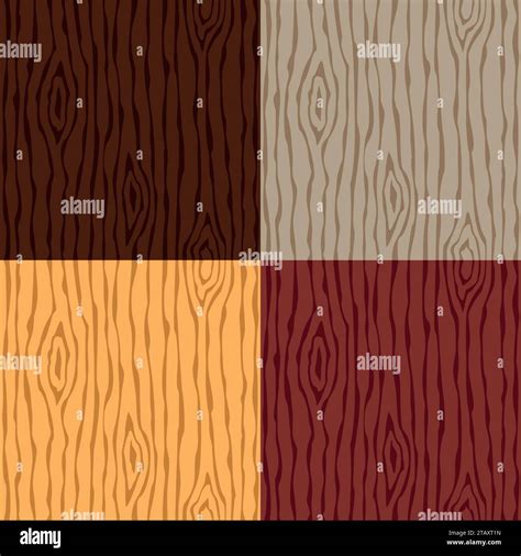 Wood Grain Texture Set Seamless Wooden Pattern Abstract Background Vector Illustration Stock