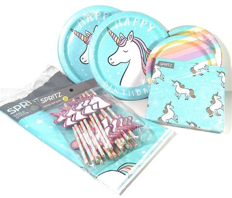 Magical Rainbow Unicorn Themed Birthday Party Pack For 20