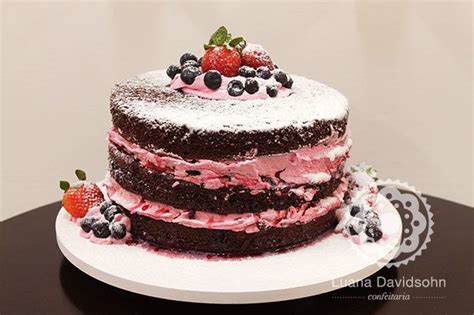 Bolo Naked Cake Chocolate E Frutas Vermelhas Confeitaria Da Luana