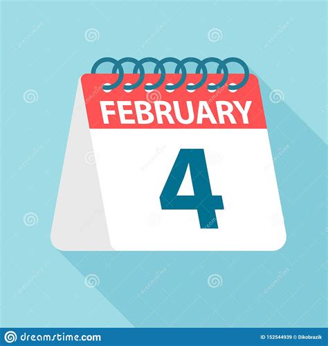 February 4 Calendar Icon Vector Illustration Of One Day Of Month