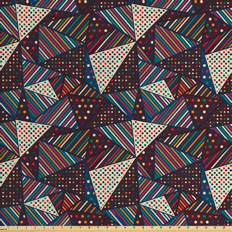 Abstract Fabric By The Yard Modern Geometric Triangles Stripes Dots