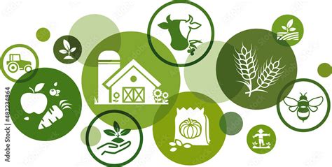 Farming Agriculture Vector Illustration Green Concept With Icons