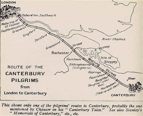 Ecclesiastical Medieval Maps Route Of The Canterbury Pilgrims