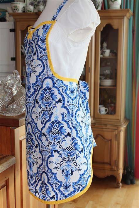 French Blue Retro Style Apron Retro Fashion Blue Retro Vintage