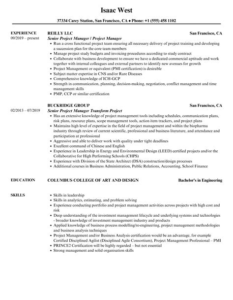 Senior Project Manager Resume Samples Velvet Jobs