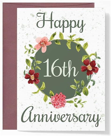 16th Anniversary Card For Couple Happy 16th Anniversary