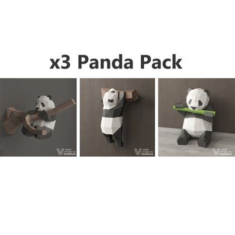 Low Poly Papercraft Panda Pack X3 Papercraft Panda Pdf Papercraft
