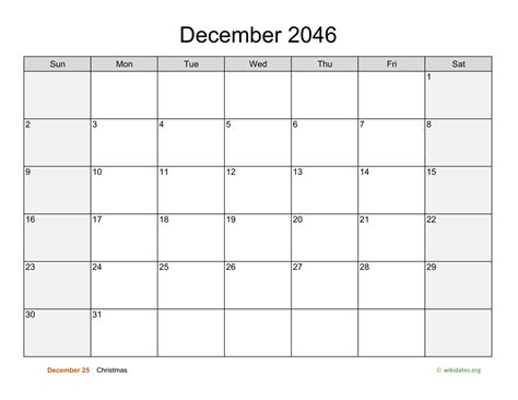 December 2046 Calendar With Weekend Shaded