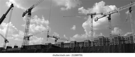 Crane Building Construction Construction Site Black Stock Photo