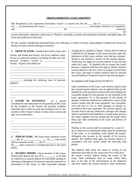 Va Rental Lease Agreement Form Fill Out And Sign Printable Pdf