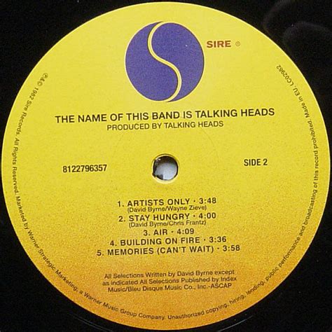 Buy Talking Heads The Name Of This Band Is Talking Heads 2xlp Album Re Rm 180 Online For