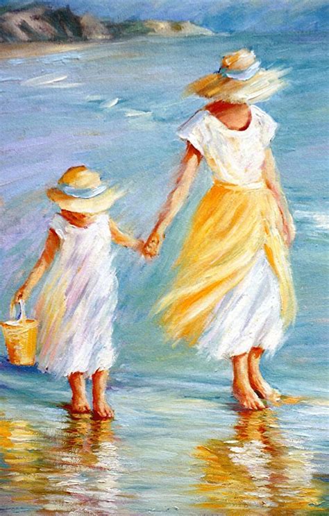 Mother And Daughter By September Mcgee Oil 16 X 12 Painting Art