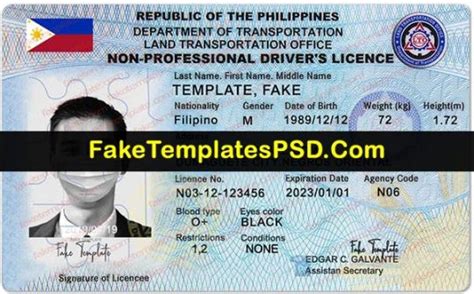 Philippines Drivers License Template Psd Fake Ph Dl 2023