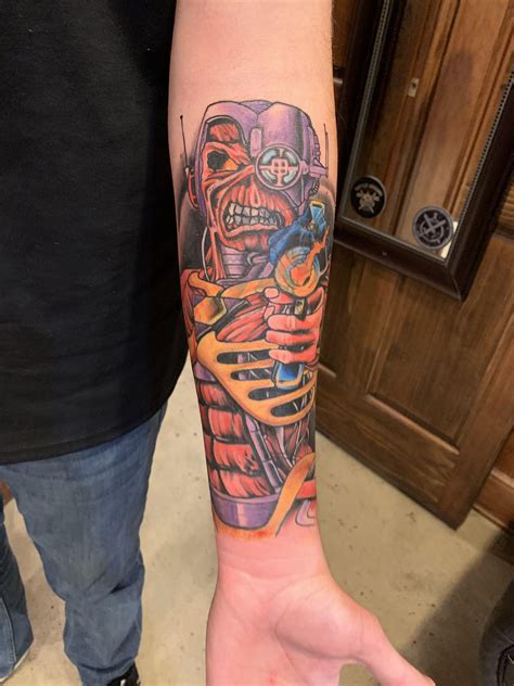 You are going to wear this tattoo for the rest of your life so get the work done by the artist. Cyborg Eddie from Iron Maiden, done by Paul at ...