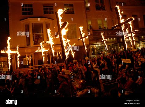 Lewes Traditional Bonfire Parade To Celebrate Guy Fawkes And Bonfire