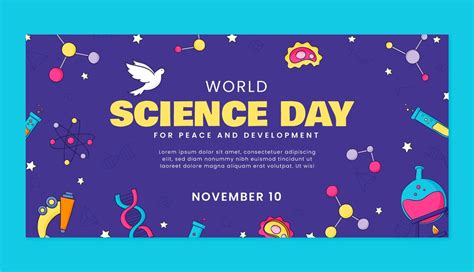 Free Vector Hand Drawn World Science Day Horizontal Banner Template