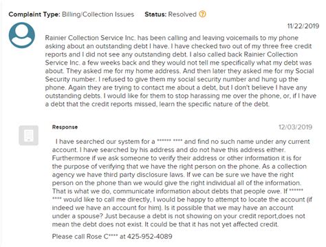 is rainier collection services inc a scam sue the collector