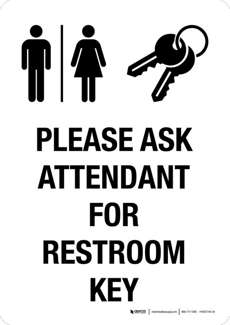 Please Ask Attendant For Restroom Key Portrait Wall Sign