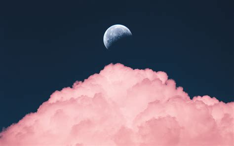 Download Wallpaper 3840x2400 Sky Moon Cloud Pink 4k