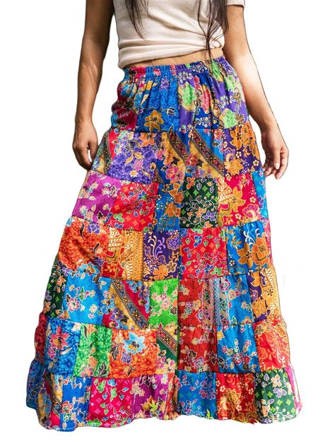 Patchwork Skirt Bohemian Hippie Style Long Maxi Length Etsy