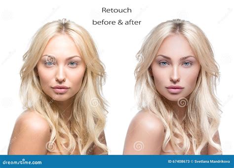 Beautiful Woman Before And After Retouch Stock Image Image Of Glamour