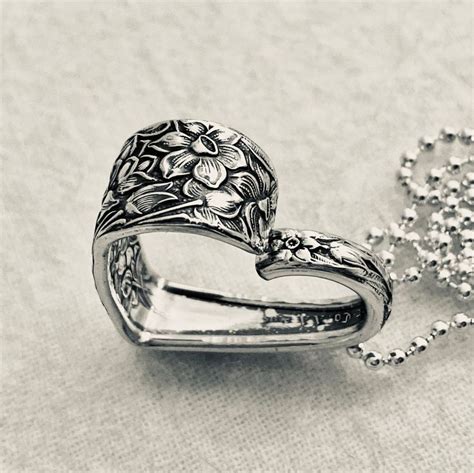 This Heart Pendant Is Made From A Vintage Silverplate Spoon The