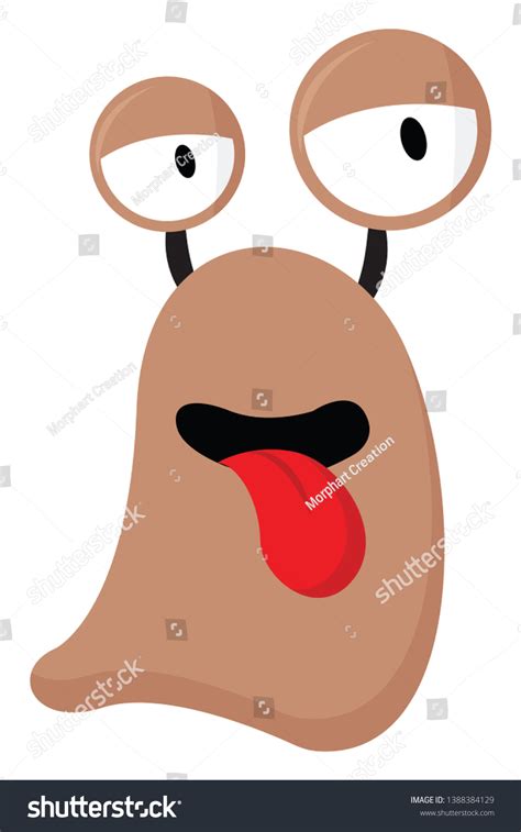 Cartoon Funny Monster Oval Shaped Brown Stock Vector Royalty Free 1388384129