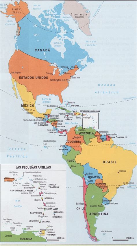 información e imágenes con mapas de américa político y físico