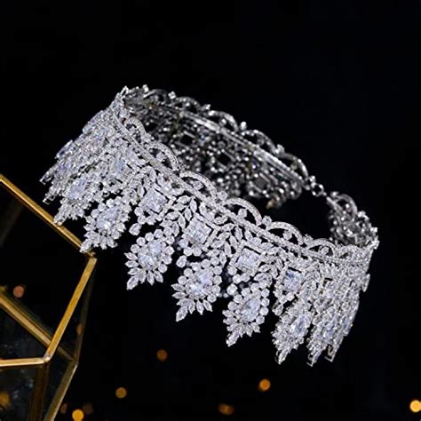 Luxury Big Cubic Zirconia Wedding Round Tiaras Cz Queen Princess Large Crown Pageant Huge Hair